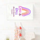 Rock & roll bruiloft koppel naam retro regenboog spandoek (Insitu)