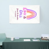 Rock & roll bruiloft koppel naam retro regenboog spandoek (Beurs)