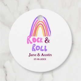 Rock & Roll bruiloft toevoegen koppel naam retro r Bedankjes Labels