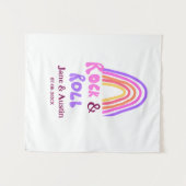Rock & roll bruiloft voeg koppel naam retro regenb wandkleed (Voorkant (horizontaal))