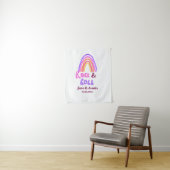 Rock & roll bruiloft voeg koppel naam retro regenb wandkleed (In situ)