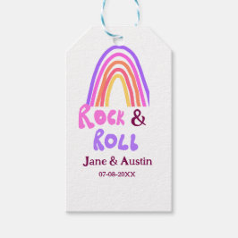 Rock & roll bruiloft voeg koppelnaam toe retro reg cadeaulabel