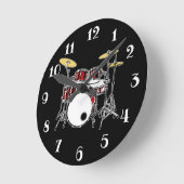 Rock & Roll Drum Kit Drummer Musician Drumming Rou Ronde Klok (Hoek)