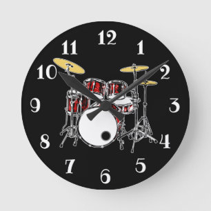Rock & Roll Drum Kit Drummer Musician Drumming Rou Ronde Klok