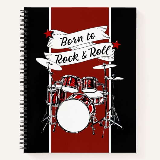 Rock & Roll Drum Kit Rock Star Drummer Boy Music N Notitieboek (Voorkant)