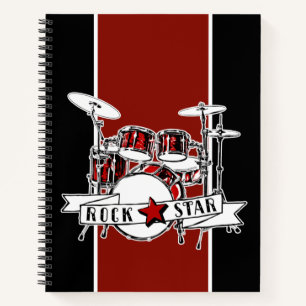 Rock & Roll Drum Kit Rock Star Drummer Boy Music Notitieboek