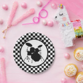 Rock & Roll Drummer Checker drumstel Papieren Bordje (Feest)