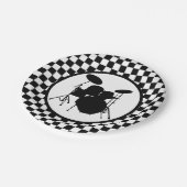 Rock & Roll Drummer Checker drumstel Papieren Bordje (Gekanteld)