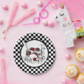 Rock & Roll Drummer Checker drumstel Papieren Bordje (Feest)