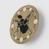 Rock & Roll Drummer Drum Kit Cymbals Musician Ronde Klok (Hoek)