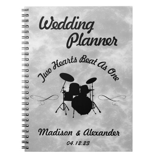 Rock & Roll Drummer Wedding Planner Musician Drum Notitieboek (Voorkant)