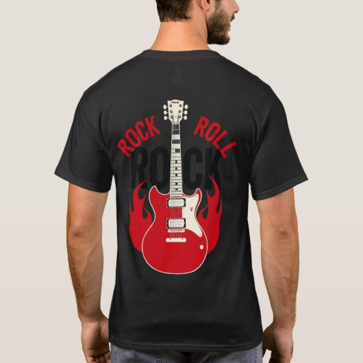 Rock & Roll Flame Guitar T-shirt (Achterkant)