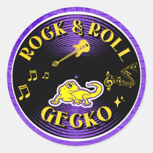 Rock & Roll Gecko sticker (Voorkant)