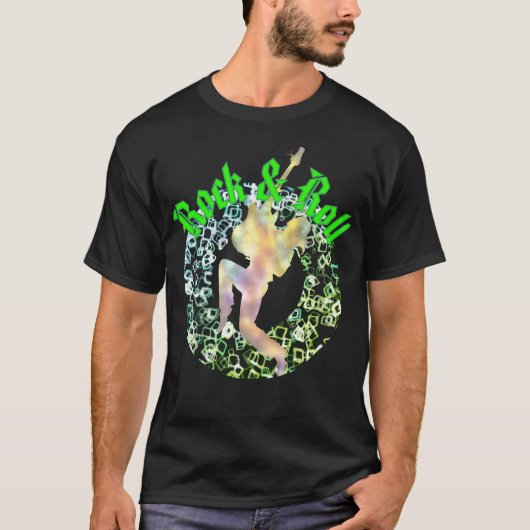 Rock & Roll Gitaar T-shirt | Neon Music Festival (Voorkant)