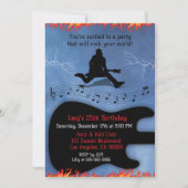 Rock & Roll Gitaar Verjaardagsfeest Uitnodigingen (Voorkant)