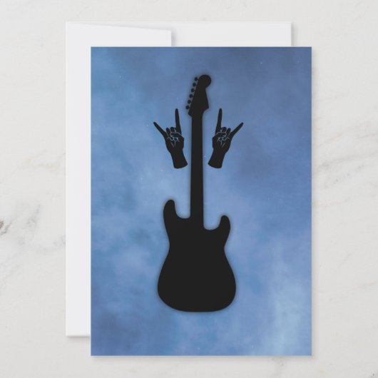 Rock & Roll Gitaar Verjaardagsfeest Uitnodigingen (Achterkant)