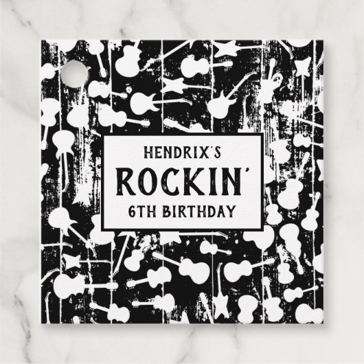 Rock & Roll Gitaar Verjaardagsfeestje Bedankjes Labels (Voorkant)