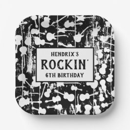 Rock & Roll Gitaar Verjaardagsfeestje Papieren Bordje