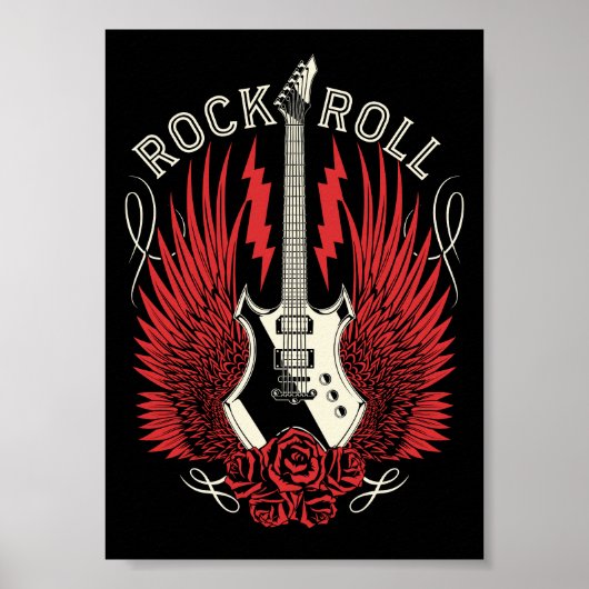 Rock & Roll Gitaarrozen Poster (Voorkant)