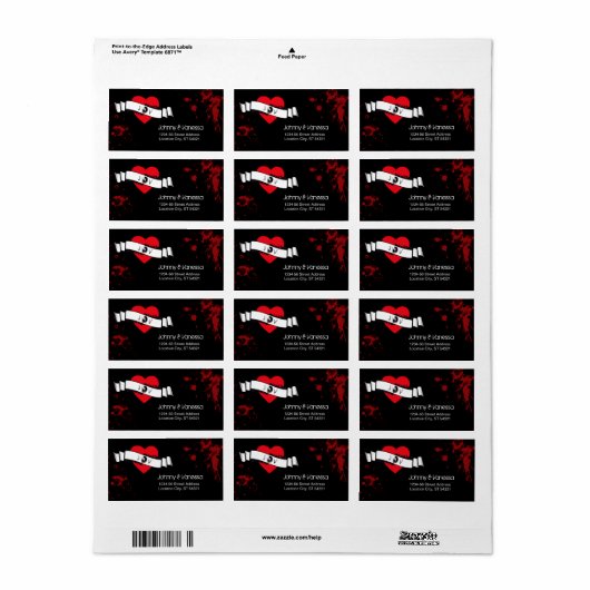 Rock & Roll Grungy Hart Muziek Thema Bruiloft Etiket (Full Sheet)