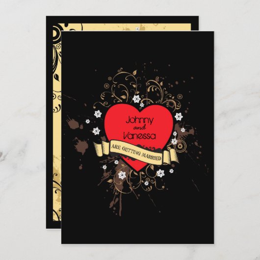 Rock & Roll Grungy Heart Kaart (Voorkant / Achterkant)