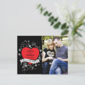 Rock & Roll Grungy Heart Photo Bewaar de datum Aankondigingskaart (Staand voorkant)