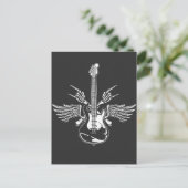 Rock Roll Guitar Player Skeleton Hands Wings Briefkaart (Staand voorkant)