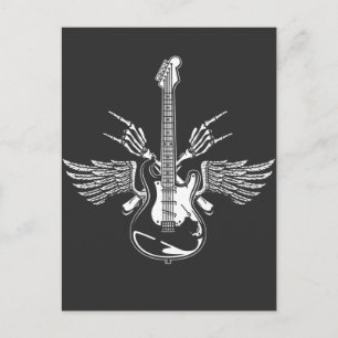 Rock Roll Guitar Player Skeleton Hands Wings Briefkaart