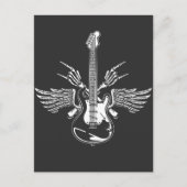 Rock Roll Guitar Player Skeleton Hands Wings Briefkaart (Voorkant)
