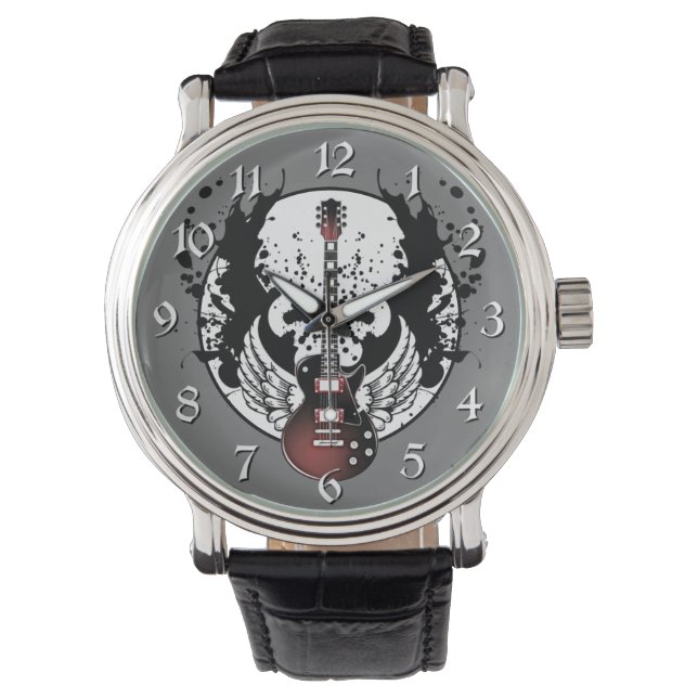 Rock & Roll Guitar Rockabilly Heavy Metal Musician Horloge (Voorkant)