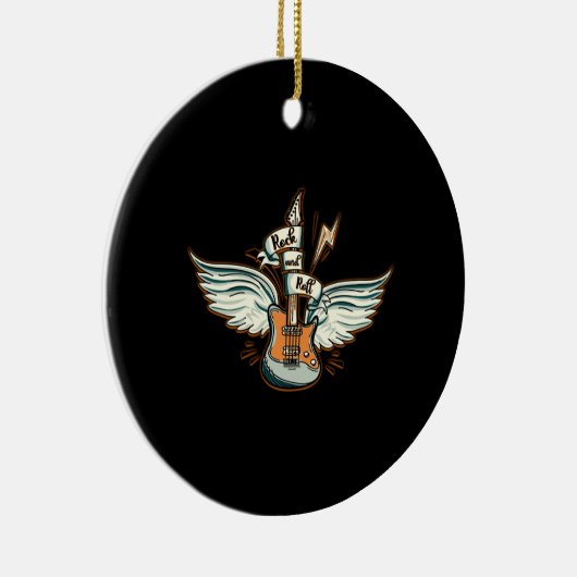 Rock & Roll Guitar Wings Music Keramisch Ornament (Rechts)