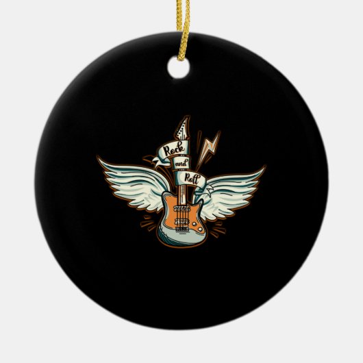 Rock & Roll Guitar Wings Music Keramisch Ornament (Voorkant)