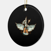 Rock & Roll Guitar Wings Music Keramisch Ornament (Links)