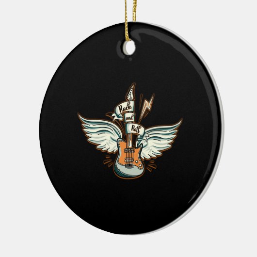 Rock & Roll Guitar Wings Music Keramisch Ornament (Links)