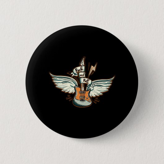 Rock & Roll Guitar Wings Music Ronde Button 5,7 Cm (Voorkant)