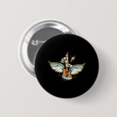 Rock & Roll Guitar Wings Music Ronde Button 5,7 Cm (Voorkant /achterkant)