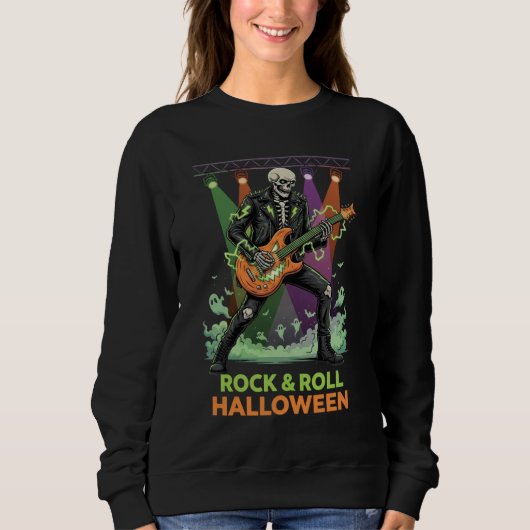 Rock & Roll Halloween Skeleton Trui (Voorkant)