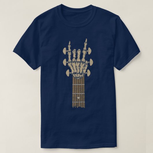 Rock & Roll Hand Skeleton Guitar Rock On Rock Musi T-shirt (Design voorkant)