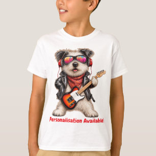 Rock & Roll Jack Russell Gitarist Hond T-shirt