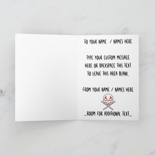 Rock- & Roll-Kaart, aangepaste zware metalen drumm Feestdagen Kaart (Binnen)