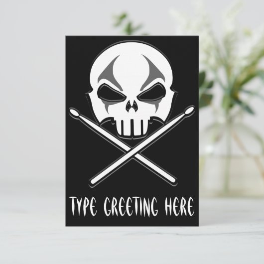 Rock- & Roll-Kaarten, gepersonaliseerd Drummer Kaart (Staand voorkant)