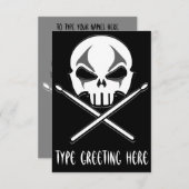 Rock- & Roll-Kaarten, gepersonaliseerd Drummer Kaart (Voorkant / Achterkant)