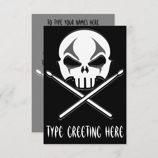 Rock- & Roll-Kaarten, gepersonaliseerd Drummer Kaart (Voorkant / Achterkant)