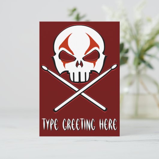 Rock- & Roll-Kaarten, gepersonaliseerd Drummer Kaart (Staand voorkant)