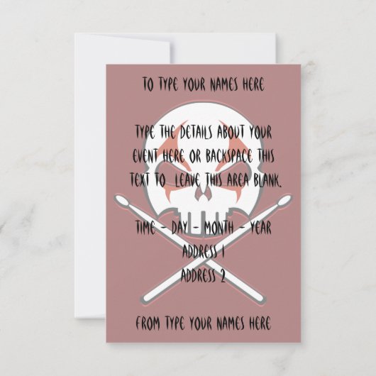 Rock- & Roll-Kaarten, gepersonaliseerd Drummer Kaart (Achterkant)