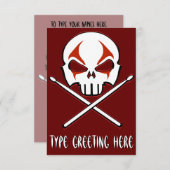 Rock- & Roll-Kaarten, gepersonaliseerd Drummer Kaart (Voorkant / Achterkant)