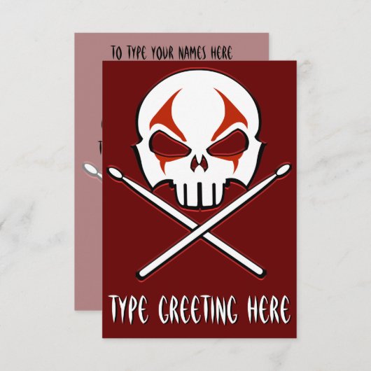 Rock- & Roll-Kaarten, gepersonaliseerd Drummer Kaart (Voorkant / Achterkant)