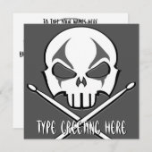 Rock- & Roll-Kaarten, gepersonaliseerd Drummer Kaart (Voorkant / Achterkant)