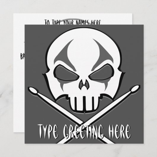 Rock- & Roll-Kaarten, gepersonaliseerd Drummer Kaart (Voorkant / Achterkant)