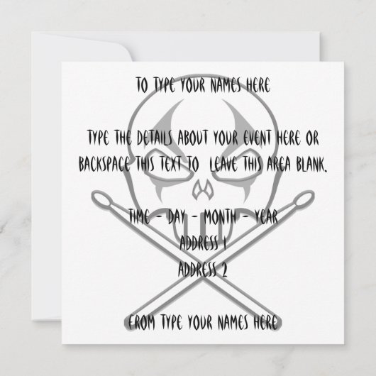 Rock- & Roll-Kaarten, gepersonaliseerd Drummer Kaart (Achterkant)